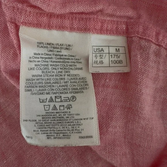 Brooks Brothers 346 Shirt Pink Linen Short Sleeve Vacation Resort wear M - Picture 4 of 4